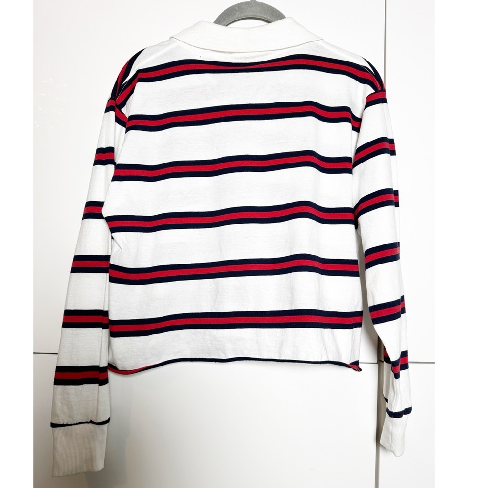 Disney Cropped Polo Shirt Collared Long Sleeve Size Small Striped Preppy 90’s - Picture 4 of 5